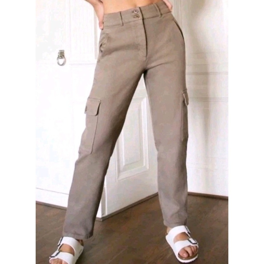 Aritzia Wilfred Free Sz 12 Modern Cargo Pant Slate High Rise Waist‎ Twill Grunge